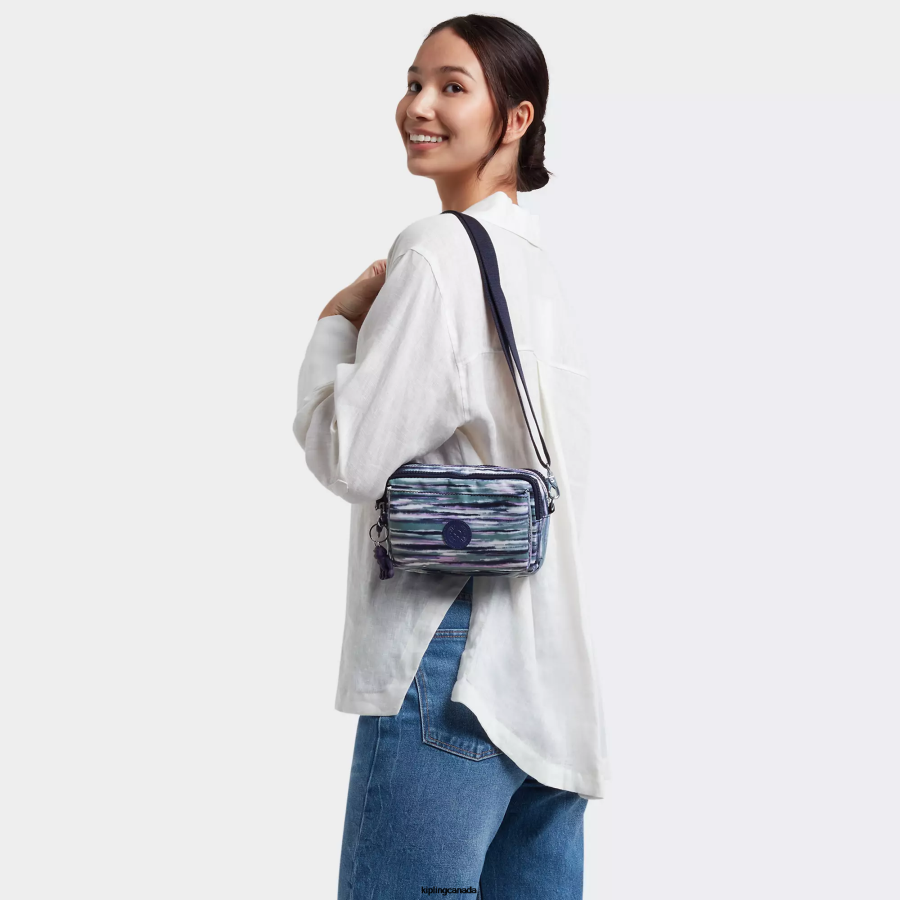 Women Crossbody Bags Kipling Brush Stripes Abanu Multi Printed Convertible Crossbody Bag FHZD319 - Image 4