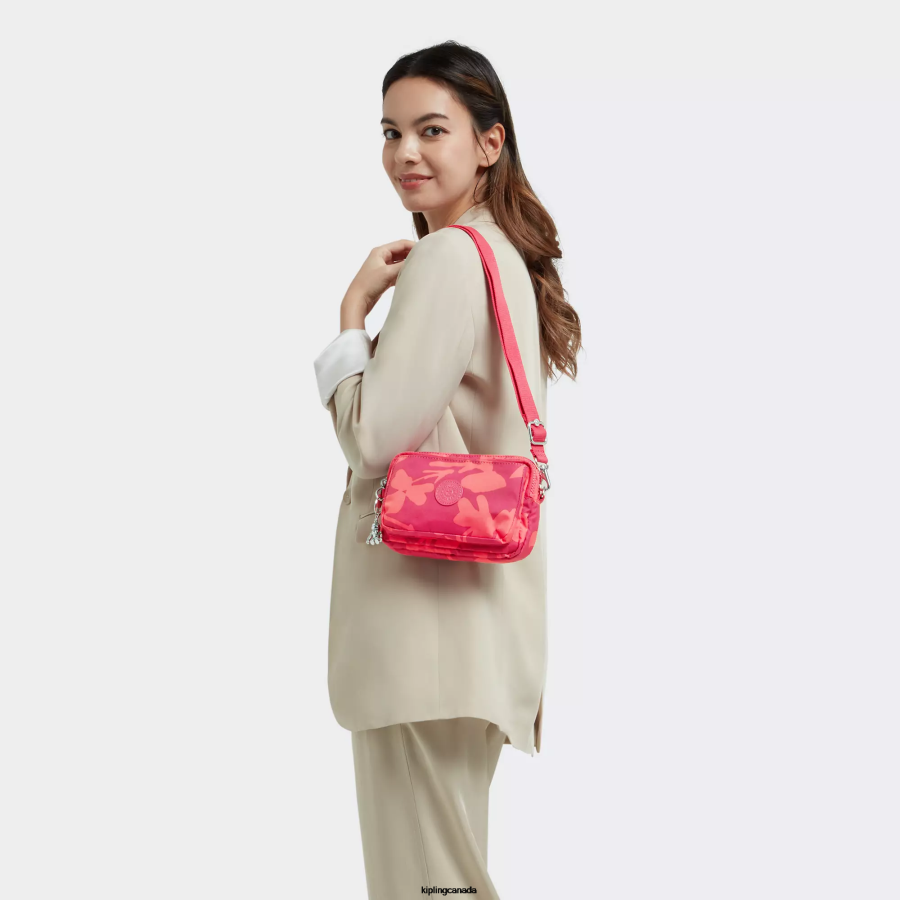 Women Crossbody Bags Kipling Coral Flower Abanu Multi Printed Convertible Crossbody Bag FHZD320 - Image 4