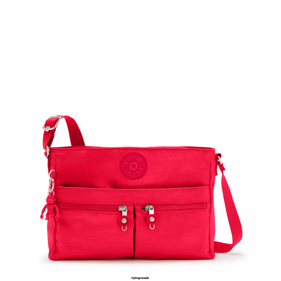 Women Crossbody Bags Kipling Red Rouge New Angie Crossbody Bag FHZD171 - Image 1