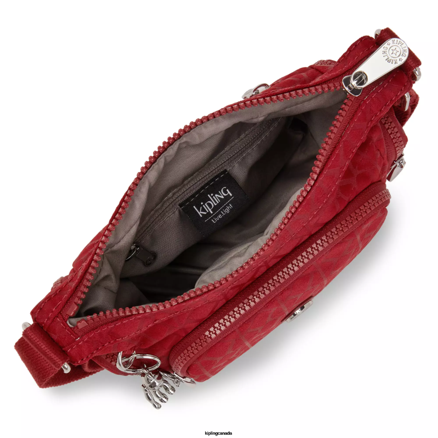 Women Crossbody Bags Kipling Signature Red Gabbie Mini Crossbody Bag FHZD73 - Image 3