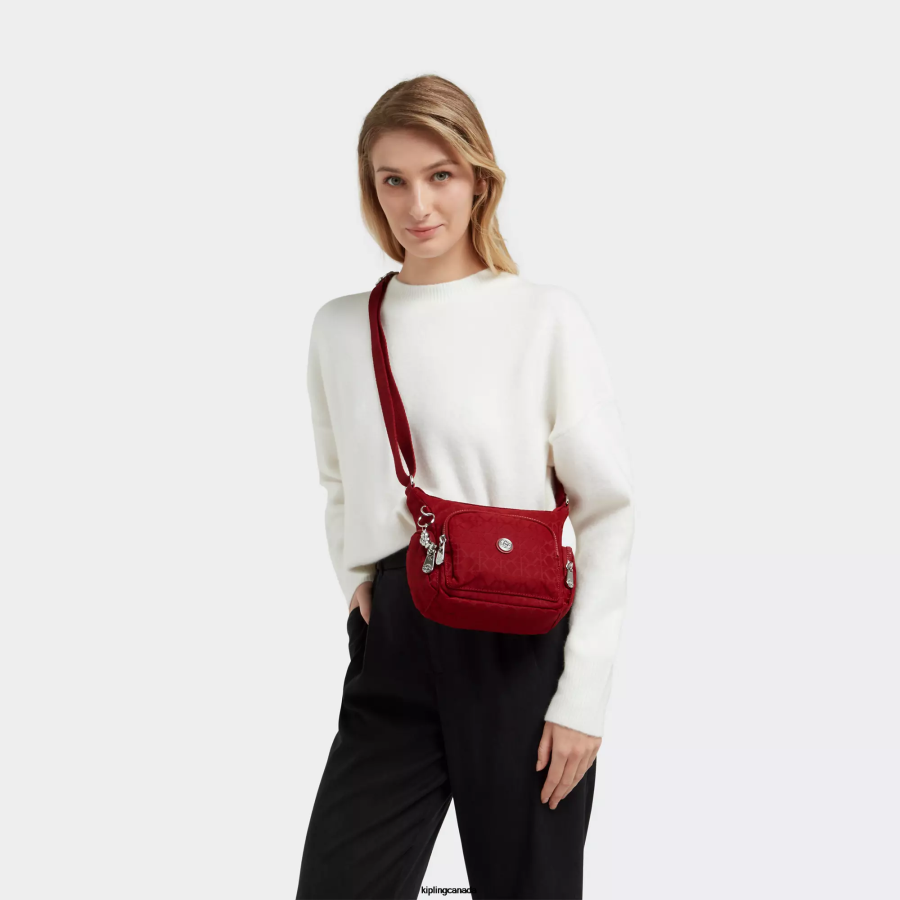 Women Crossbody Bags Kipling Signature Red Gabbie Mini Crossbody Bag FHZD73 - Image 4