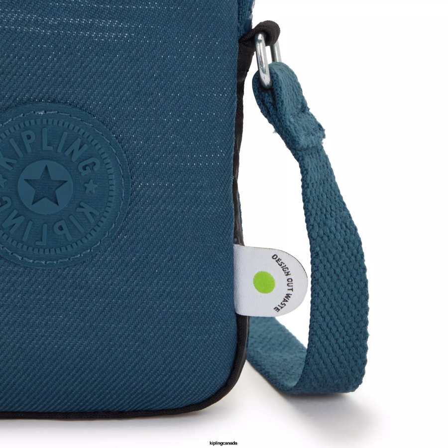 Women Crossbody Bags Kipling Woven Teal Tally Crossbody Phone Bag FHZD182 - Image 2