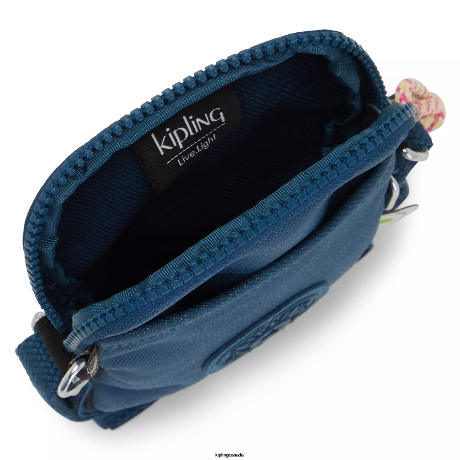 Women Crossbody Bags Kipling Woven Teal Tally Crossbody Phone Bag FHZD182 - Image 3
