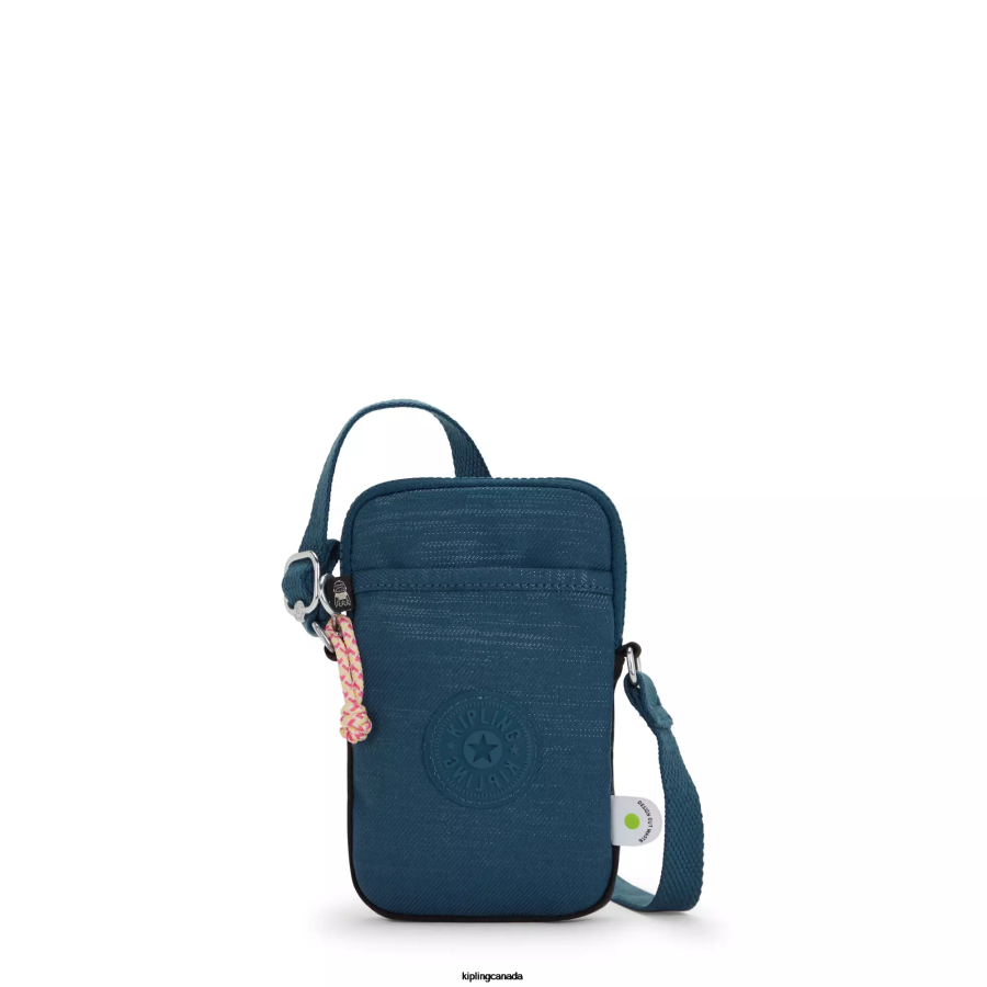 Women Crossbody Bags Kipling Woven Teal Tally Crossbody Phone Bag FHZD182 - Image 1