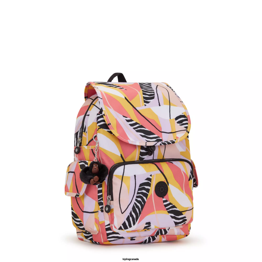Women Fashion Backpacks Kipling Abstract Leave City Pack Printed Backpack FHZD339 - Image 2
