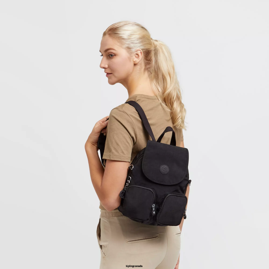 Women Fashion Backpacks Kipling Black Noir Firefly Up Convertible Backpack FHZD402 - Image 4