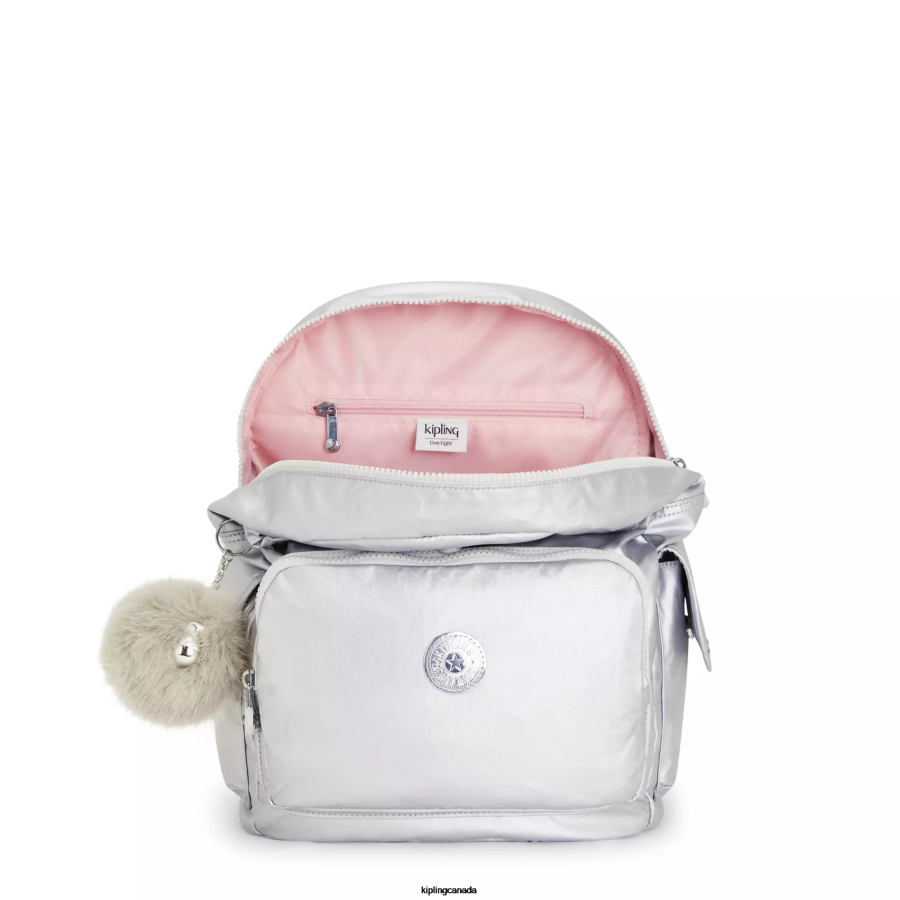 Women Fashion Backpacks Kipling Candy Metallic City Pack Metallic Backpack FHZD341 - Image 3
