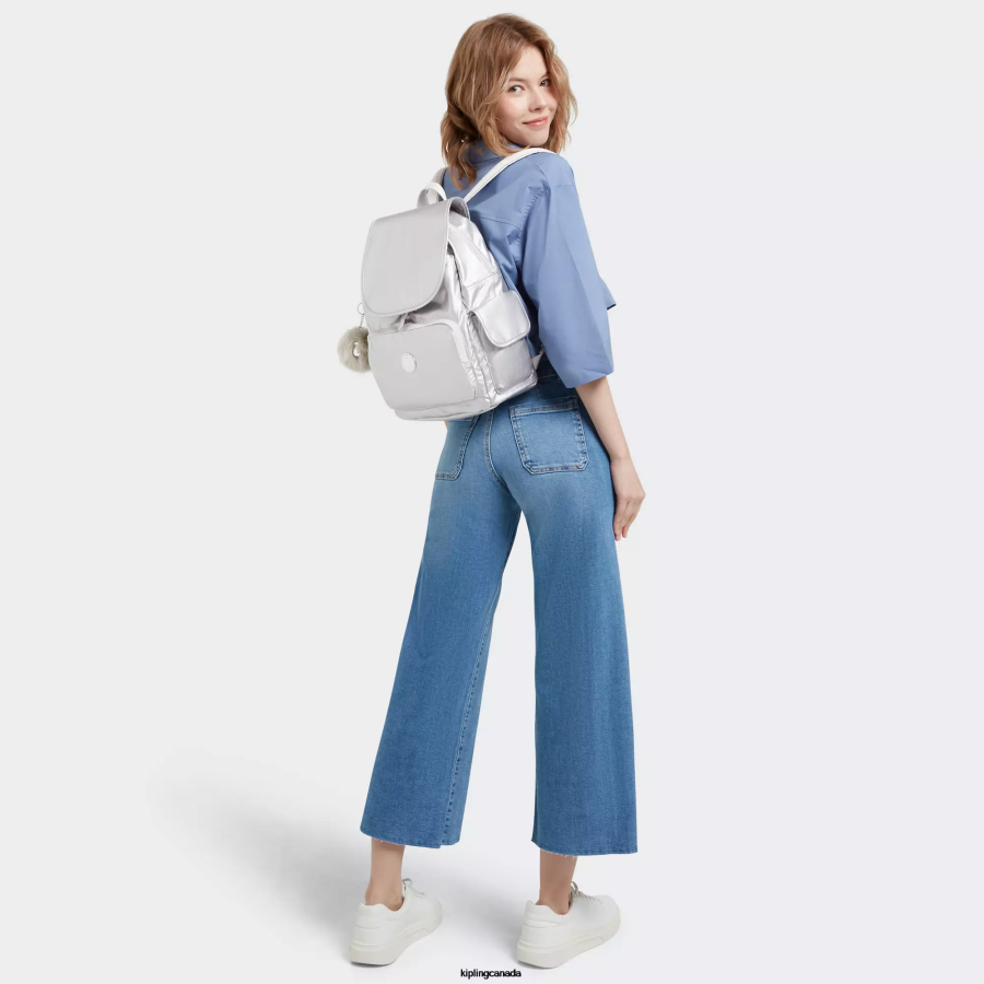 Women Fashion Backpacks Kipling Candy Metallic City Pack Metallic Backpack FHZD341 - Image 4