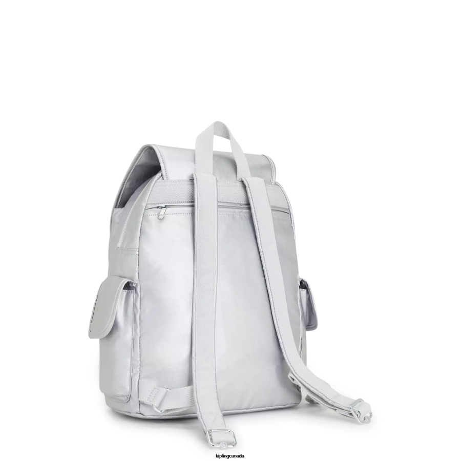 Women Fashion Backpacks Kipling Candy Metallic City Pack Metallic Backpack FHZD341 - Image 5