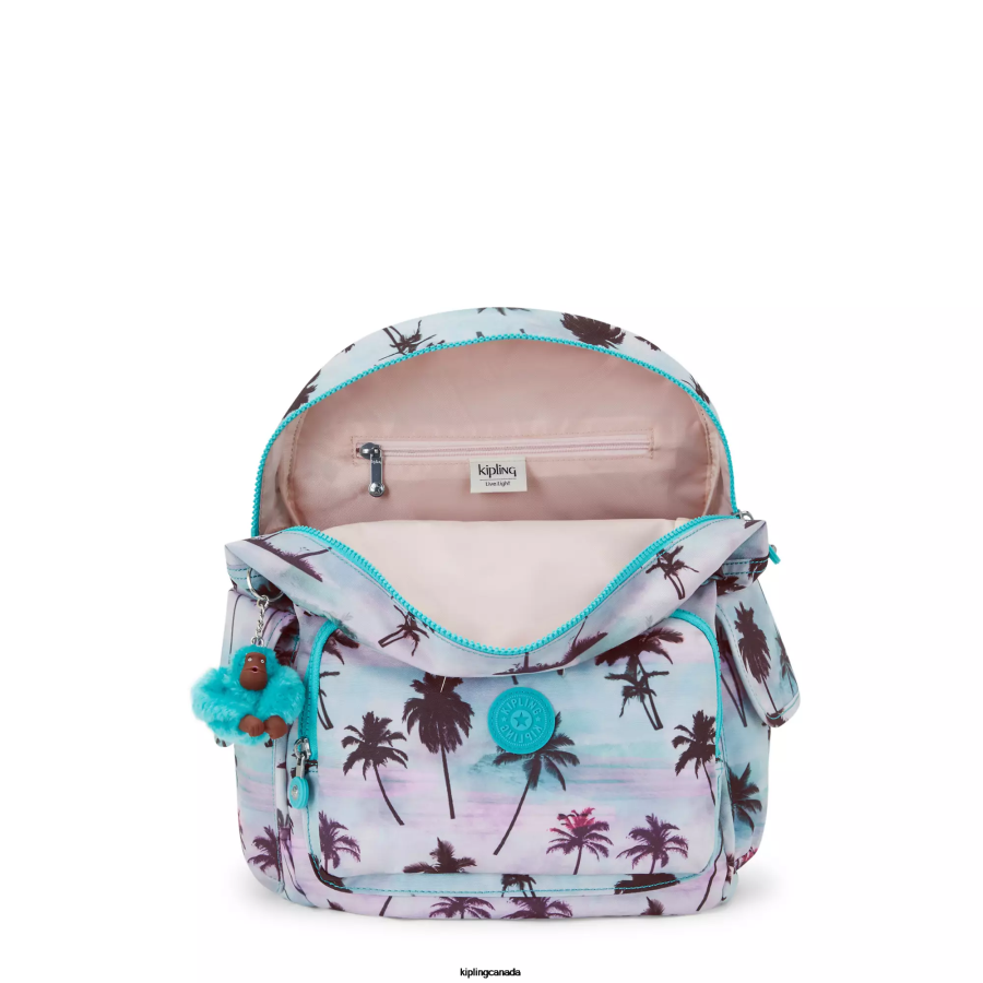 Women Fashion Backpacks Kipling Shadow Palm Print City Pack Printed Backpack FHZD338 - Image 3