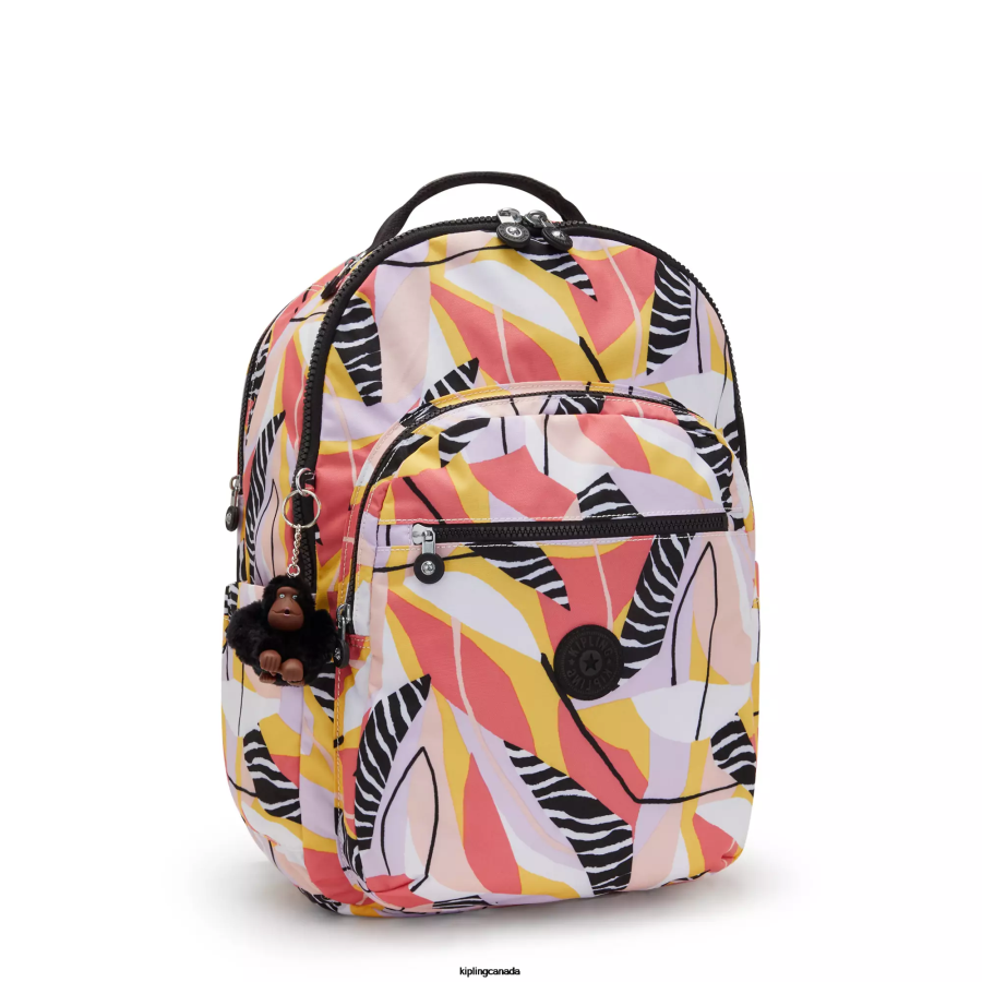 Women Laptop Backpacks Kipling Abstract Leave Seoul Extra Large Printed 17" Laptop Backpack FHZD454 - Image 2
