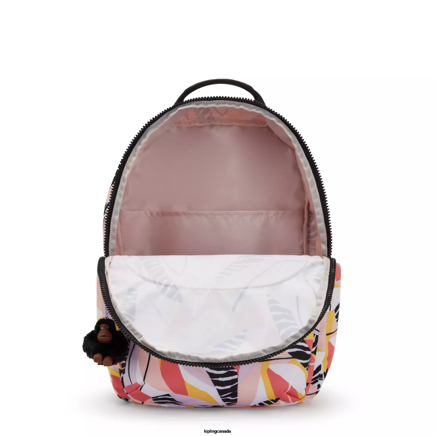 Women Laptop Backpacks Kipling Abstract Leave Seoul Extra Large Printed 17" Laptop Backpack FHZD454 - Image 3