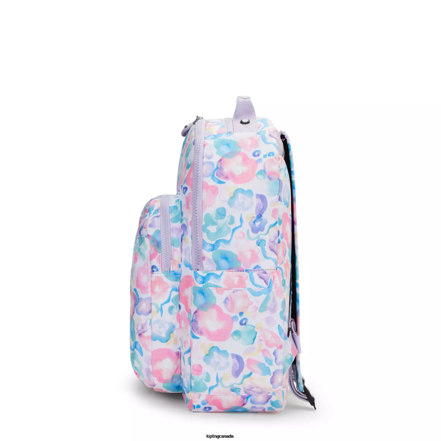 Women Laptop Backpacks Kipling Aqua Flowers Seoul Large Printed 15" Laptop Backpack FHZD469 - Image 5