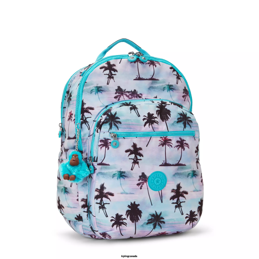 Women Laptop Backpacks Kipling Shadow Palm Print Seoul Extra Large Printed 17" Laptop Backpack FHZD453 - Image 2