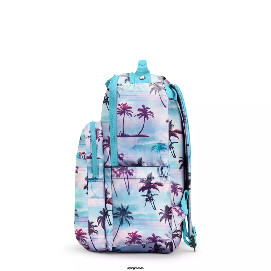 Women Laptop Backpacks Kipling Shadow Palm Print Seoul Large Printed 15" Laptop Backpack FHZD465 - Image 5
