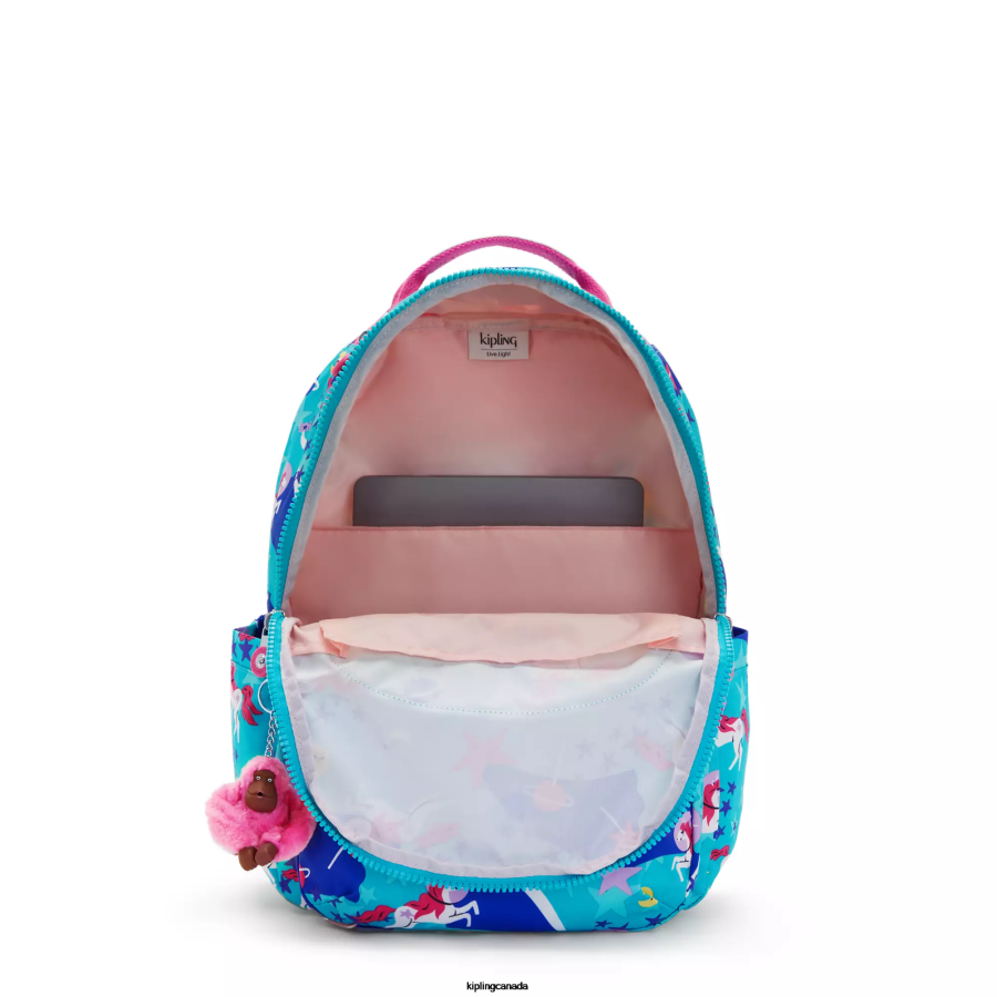 Women Laptop Backpacks Kipling Space Unicorns Seoul Large Printed 15" Laptop Backpack FHZD463 - Image 3