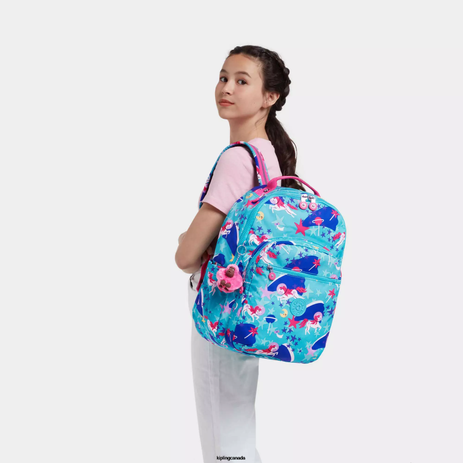 Women Laptop Backpacks Kipling Space Unicorns Seoul Large Printed 15" Laptop Backpack FHZD463 - Image 4