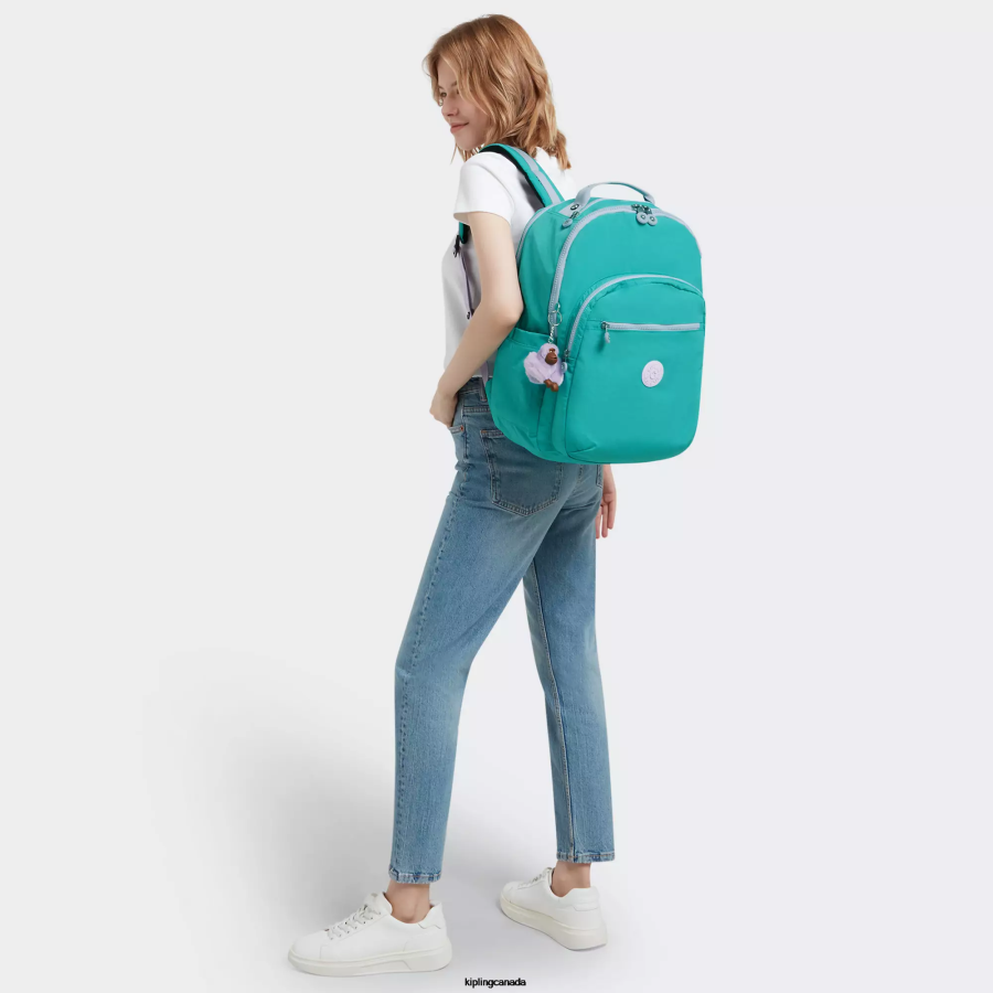 Women Laptop Backpacks Kipling Surfer Green Seoul Extra Large 17" Laptop Backpack FHZD449 - Image 4