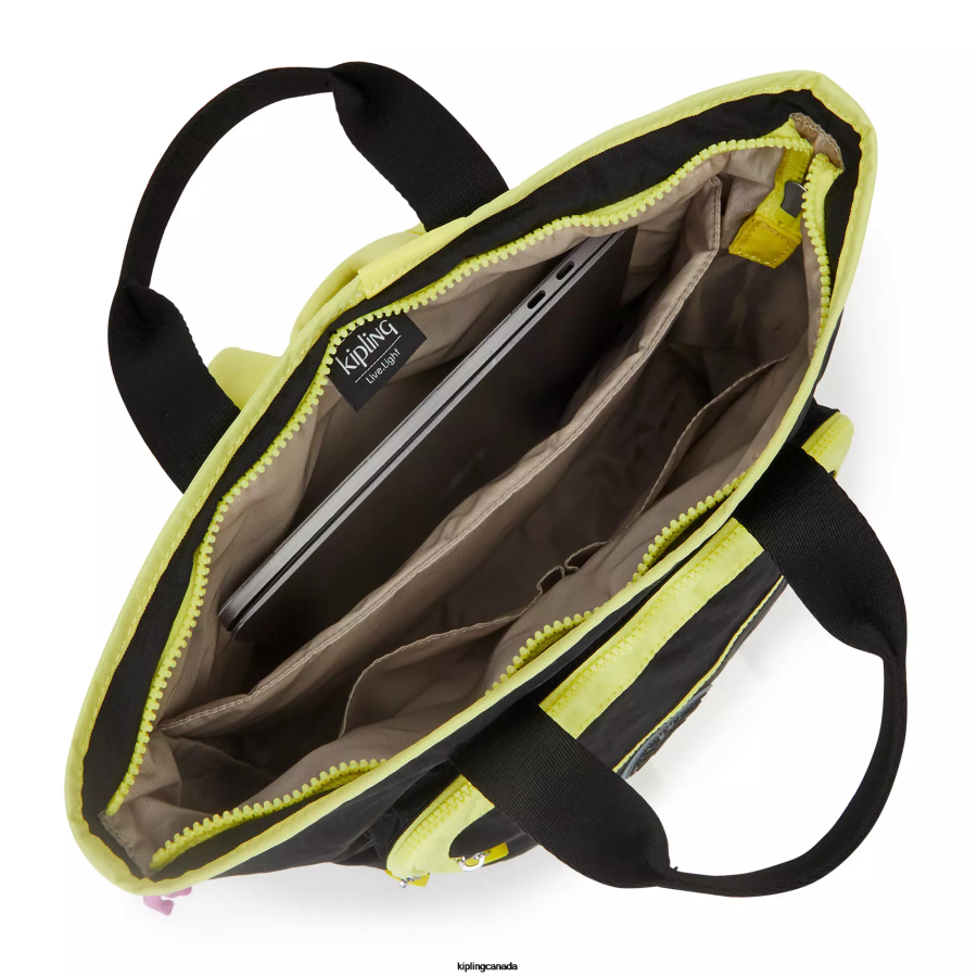 Women Laptop Backpacks Kipling True Black Lime Sia 15" Laptop Tote Backpack FHZD447 - Image 3
