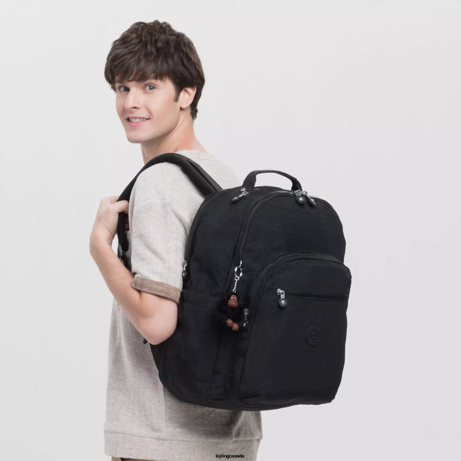 Women Laptop Backpacks Kipling True Black Tonal Seoul Extra Large 17" Laptop Backpack FHZD488 - Image 4