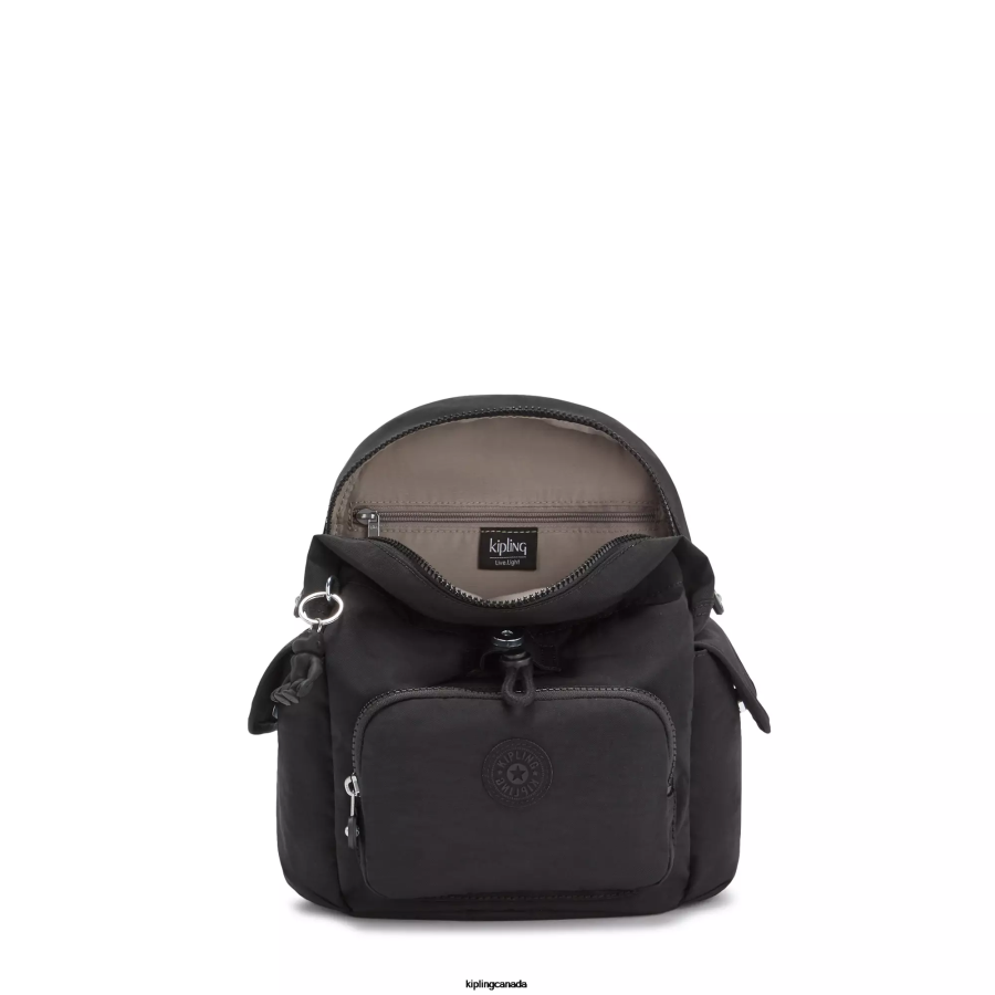 Women Mini Bags Kipling Black Noir City Pack Mini Backpack FHZD412 - Image 3