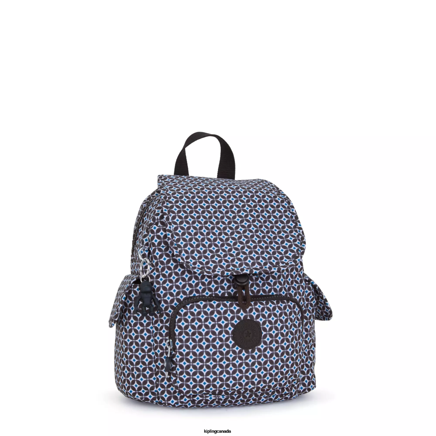 Women Mini Bags Kipling Blackish Tile City Pack Mini Printed Backpack FHZD498 - Image 2