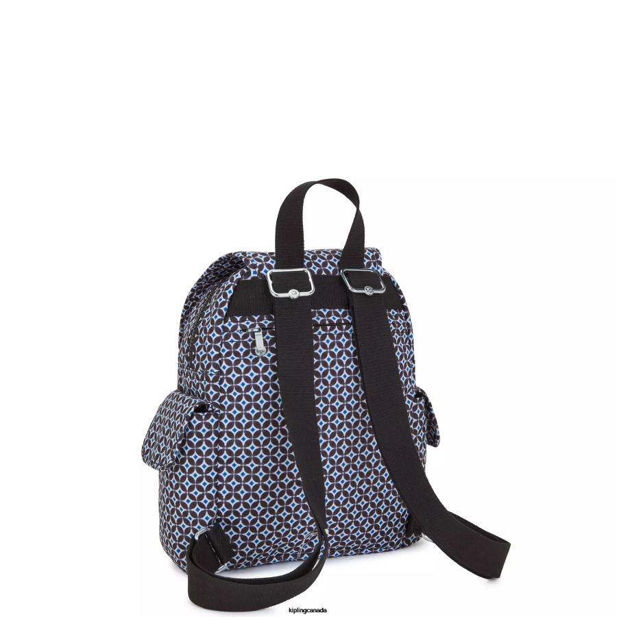 Women Mini Bags Kipling Blackish Tile City Pack Mini Printed Backpack FHZD498 - Image 5