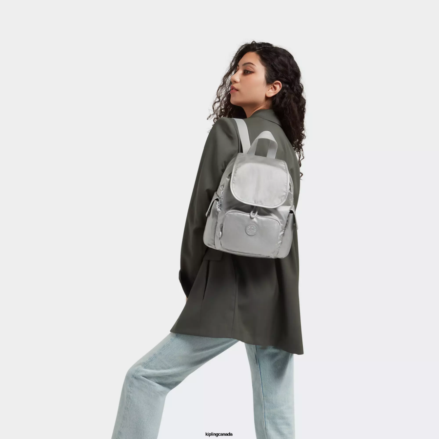Women Mini Bags Kipling Bright Metallic City Pack Mini Metallic Backpack FHZD388 - Image 4