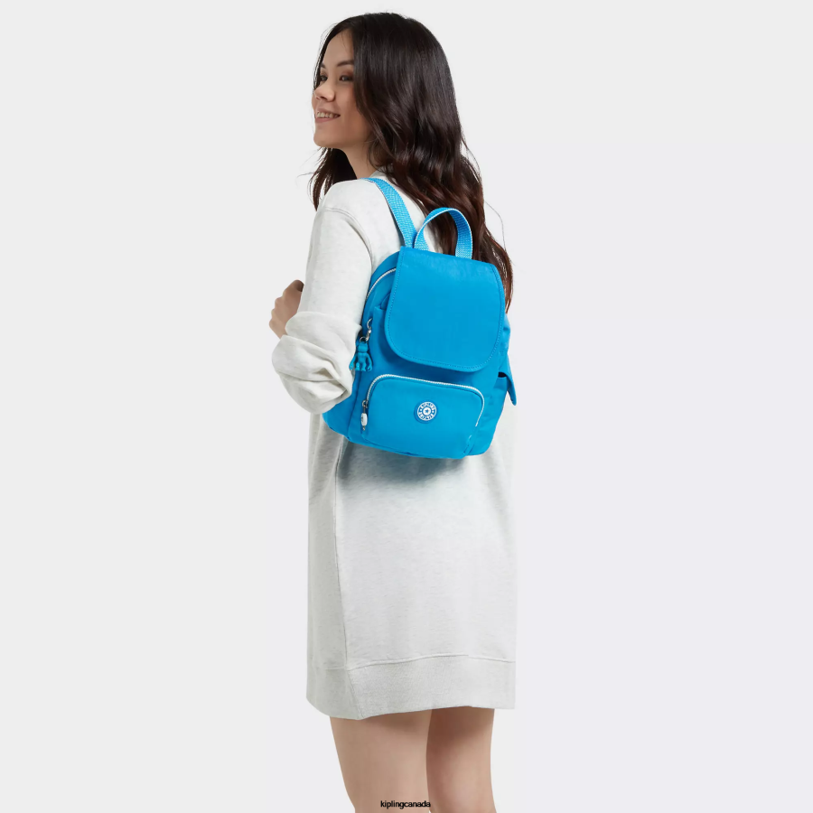 Women Mini Bags Kipling Eager Blue City Pack Mini Backpack FHZD414 - Image 4