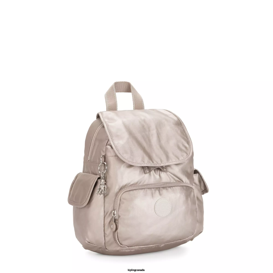Women Mini Bags Kipling Metallic Glow City Pack Mini Metallic Backpack FHZD389 - Image 2