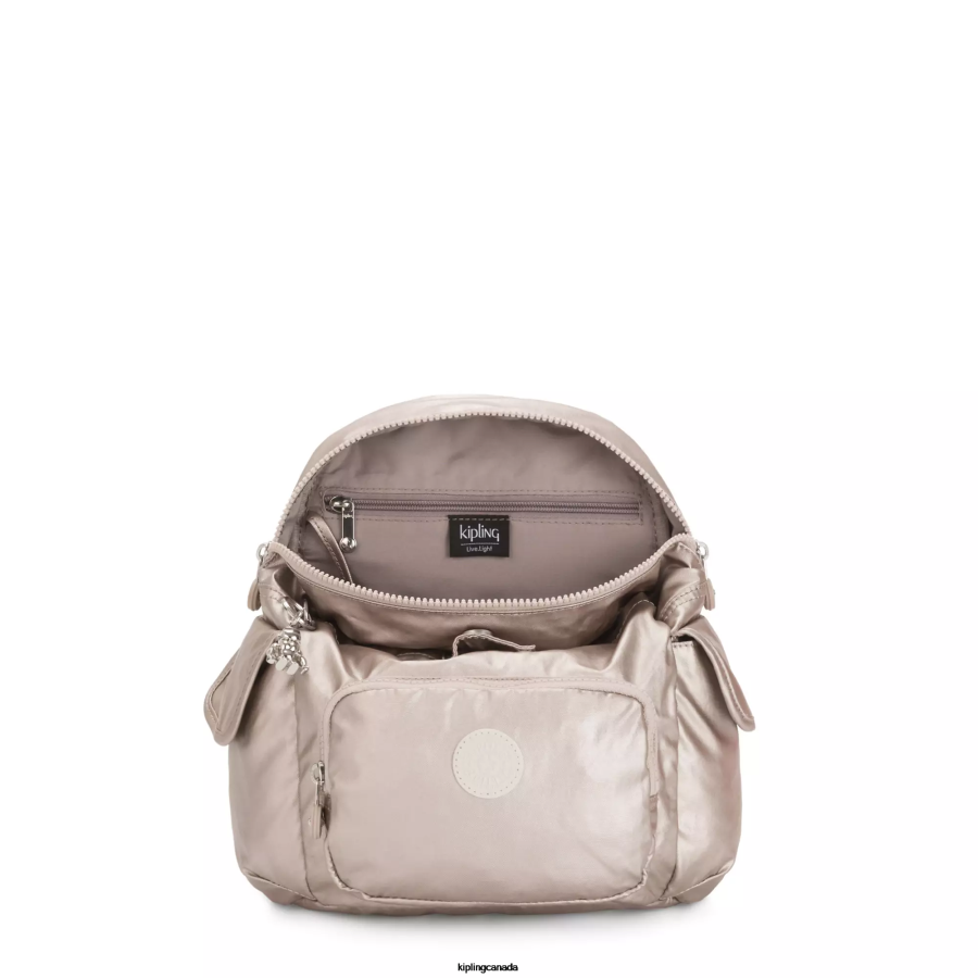 Women Mini Bags Kipling Metallic Glow City Pack Mini Metallic Backpack FHZD389 - Image 3
