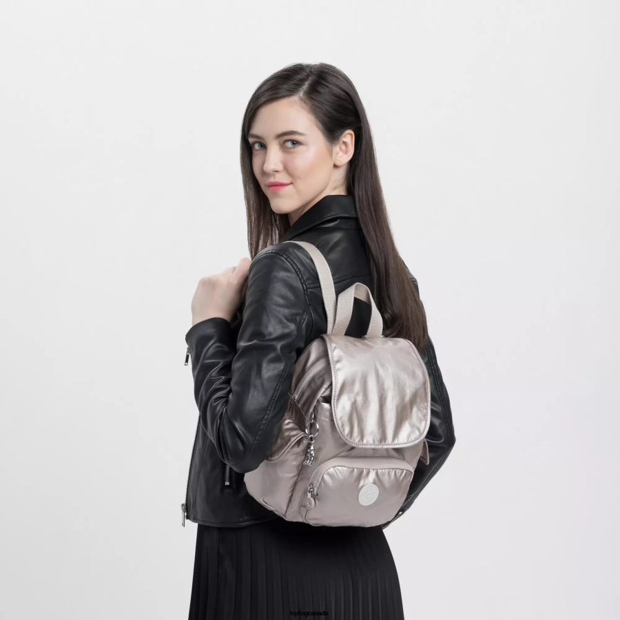 Women Mini Bags Kipling Metallic Glow City Pack Mini Metallic Backpack FHZD389 - Image 4