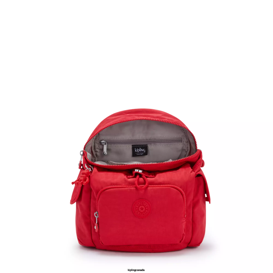 Women Mini Bags Kipling Red Rouge City Pack Mini Backpack FHZD415 - Image 3