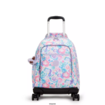 Women Rolling Backpacks Kipling Aqua Flowers New Zea 15" Printed Laptop Rolling Backpack FHZD491