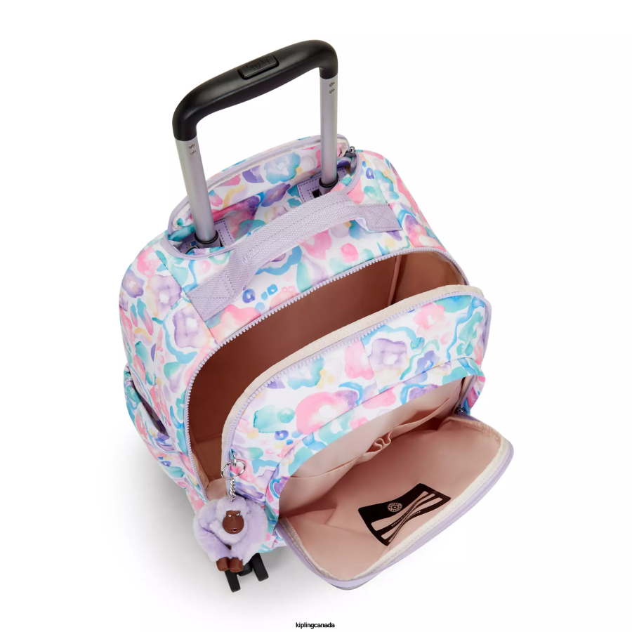 Women Rolling Backpacks Kipling Aqua Flowers New Zea 15" Printed Laptop Rolling Backpack FHZD491 - Image 3