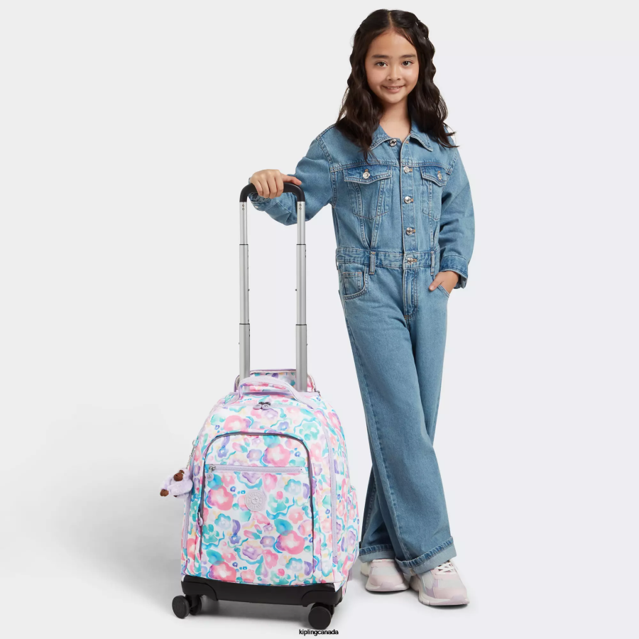 Women Rolling Backpacks Kipling Aqua Flowers New Zea 15" Printed Laptop Rolling Backpack FHZD491 - Image 4
