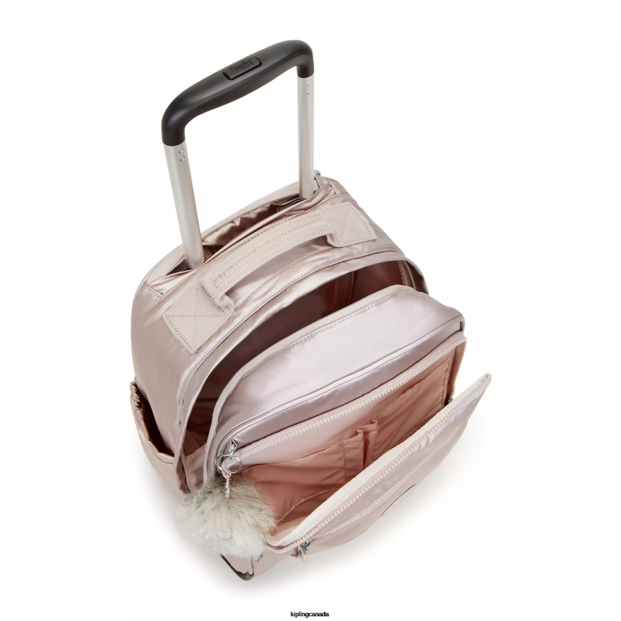 Women Rolling Backpacks Kipling Metallic Rose Gaze Large Metallic Rolling Backpack FHZD492 - Image 3