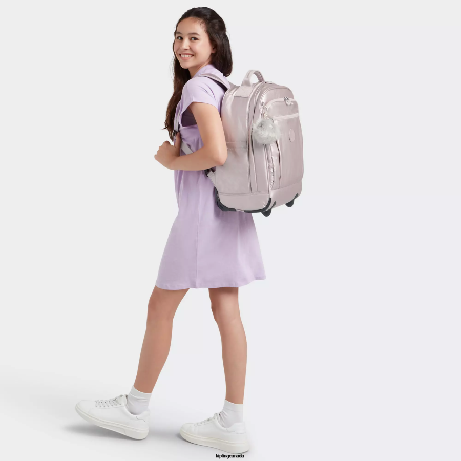 Women Rolling Backpacks Kipling Metallic Rose Gaze Large Metallic Rolling Backpack FHZD492 - Image 4