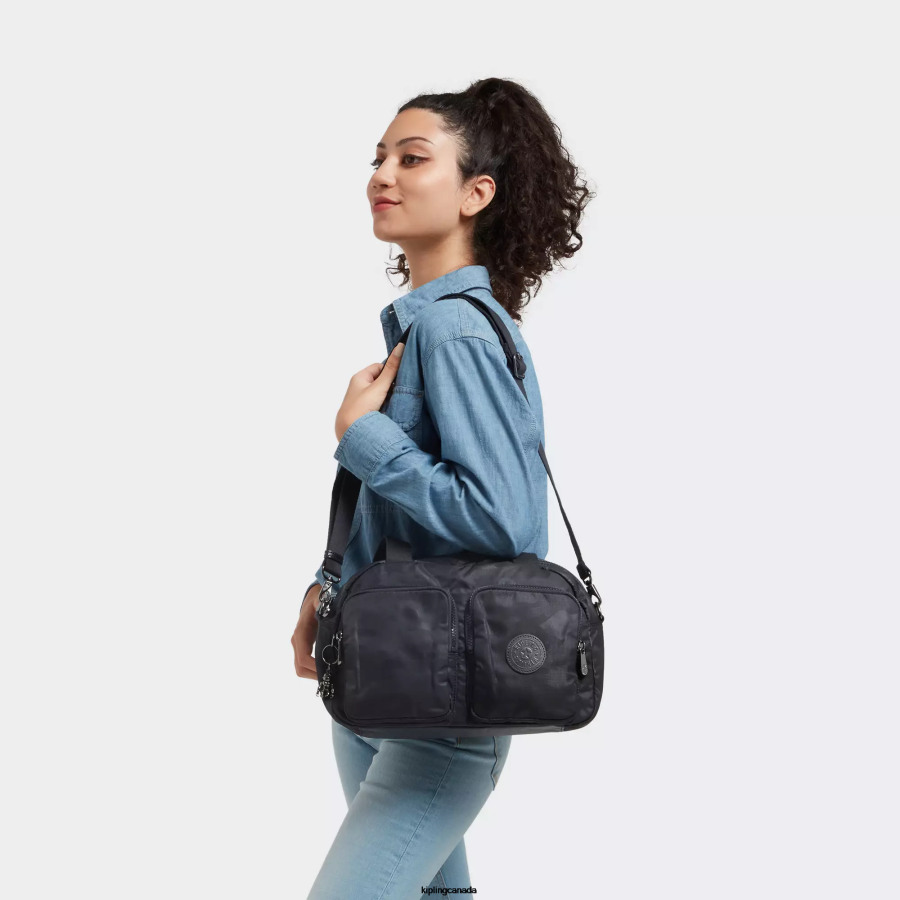 Women Shoulder Bags Kipling Black Camo Embossed Cool Defea Shoulder Bag FHZD200 - Image 4