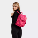 Women Small Backpacks Kipling Coral Flower City Pack Small Printed Backpack FHZD378 - Image 4
