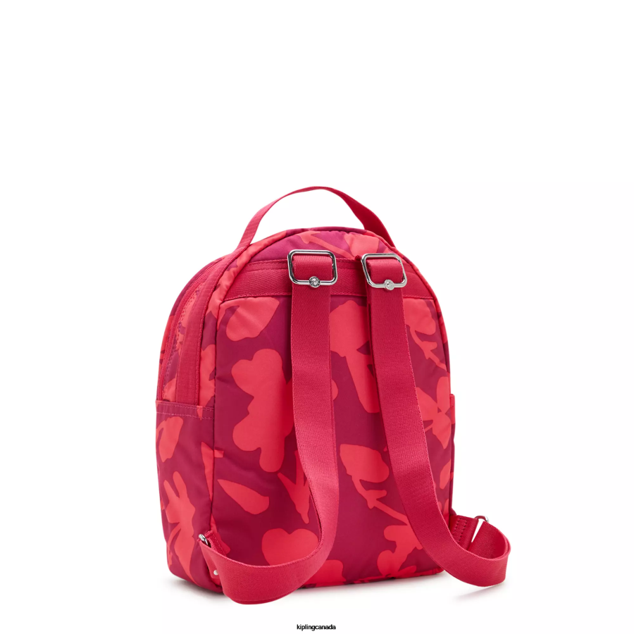 Women Small Backpacks Kipling Coral Flowers Kae Printed Backpack FHZD376 - Image 4