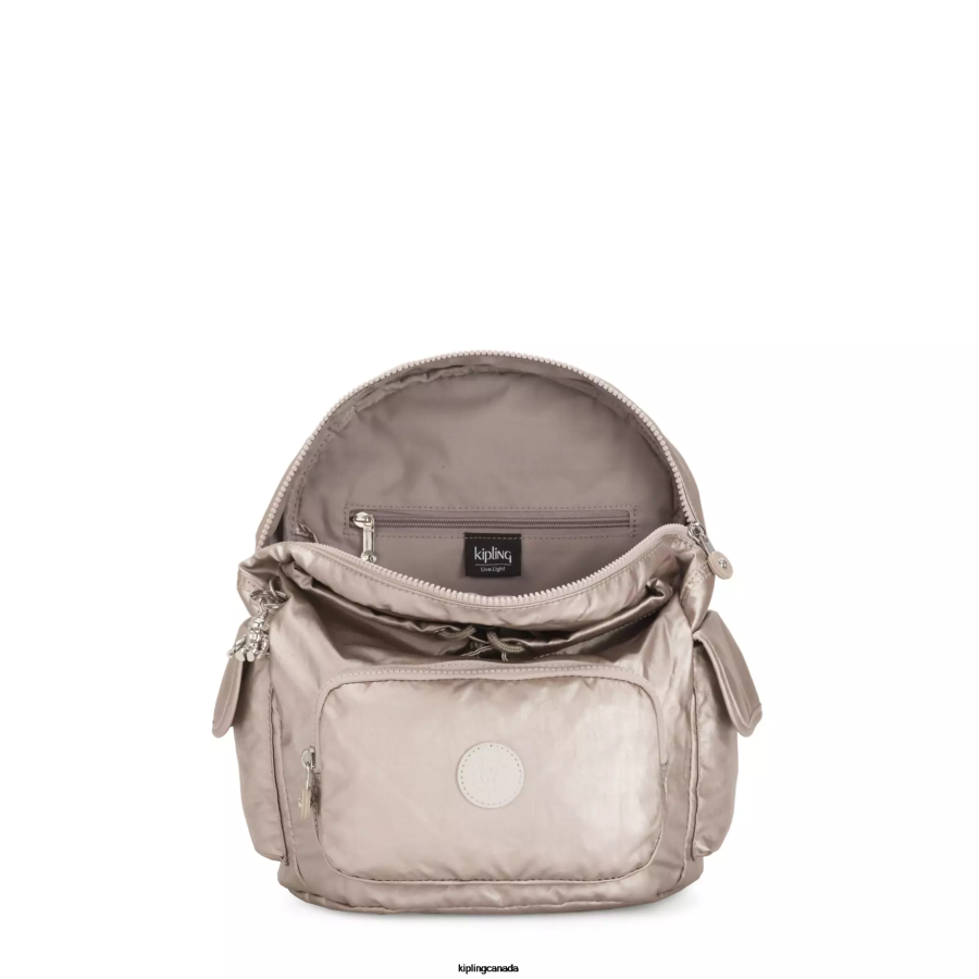 Women Small Backpacks Kipling Metallic Glow City Pack Small Metallic Backpack FHZD381 - Image 3