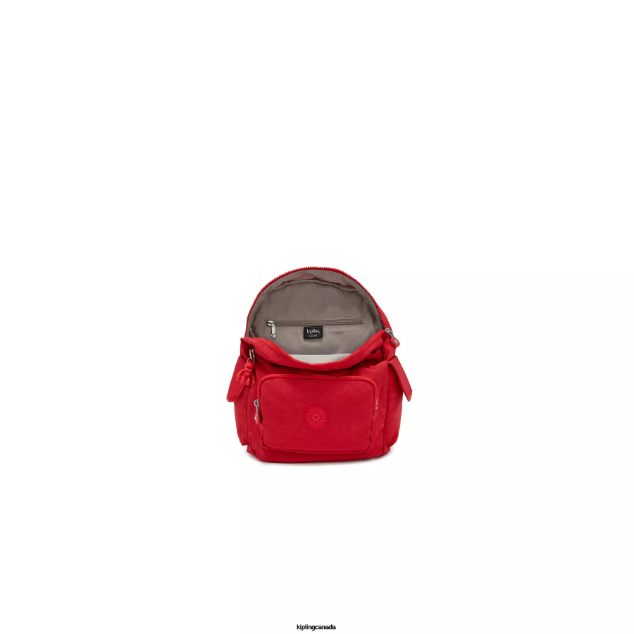 Women Small Backpacks Kipling Red Rouge City Pack Small Backpack FHZD409 - Image 3
