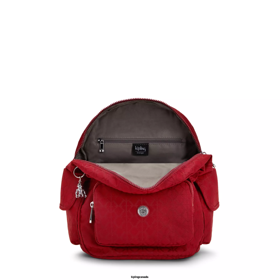 Women Small Backpacks Kipling Signature Red City Pack Small Backpack FHZD357 - Image 3