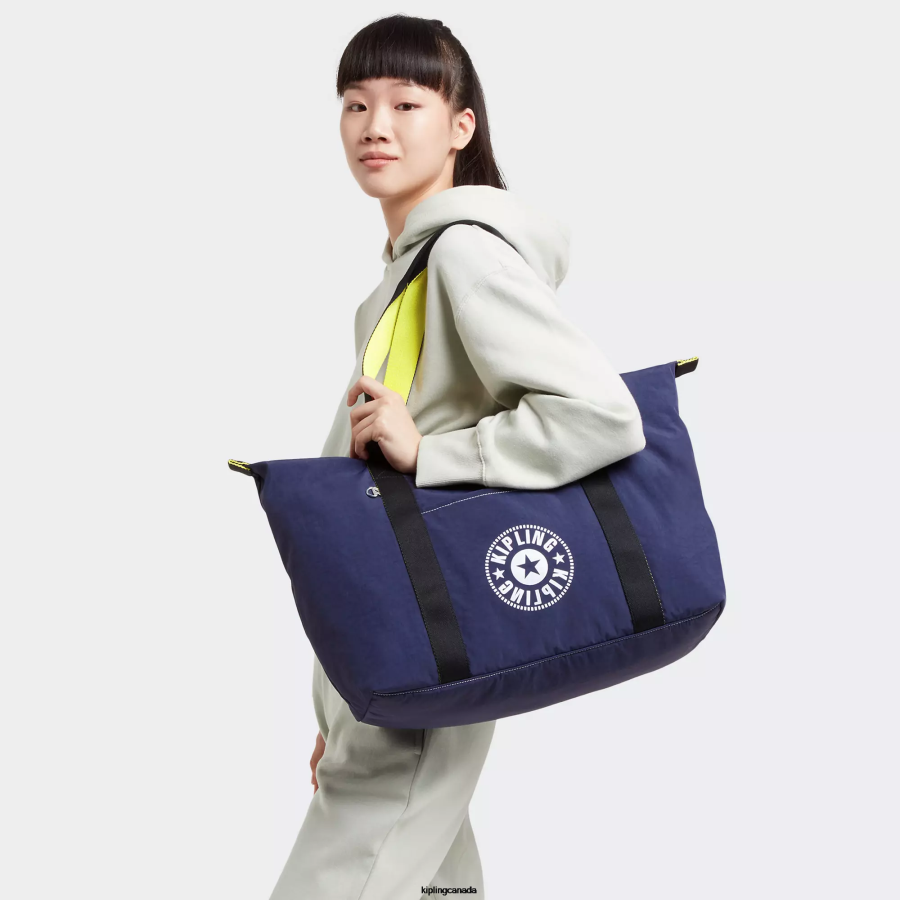 Women Tote Bags Kipling Ultimate Navy Art Medium Lite Tote Bag FHZD267 - Image 4